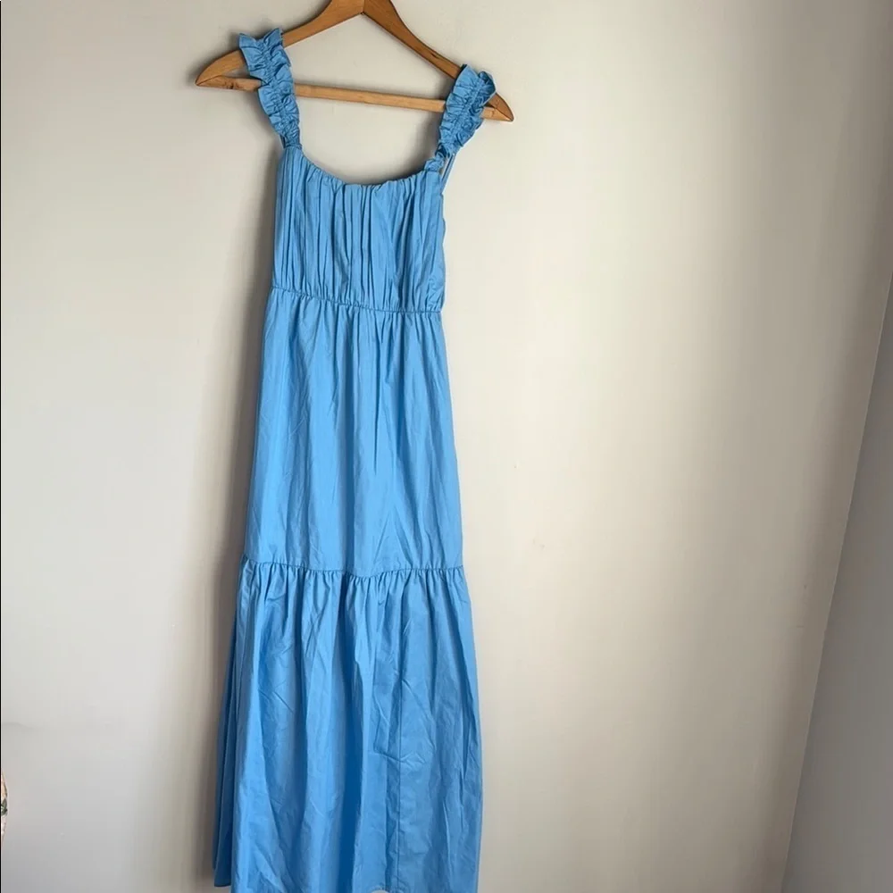 NEW Abercrombie & Fitch poplin bow back ruffle strap maxi dress XS